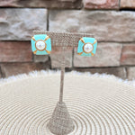Teal Elegance Pearl Stud Earrings - The Pink Pineapple 850