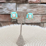 Teal Elegance Pearl Stud Earrings - The Pink Pineapple 850