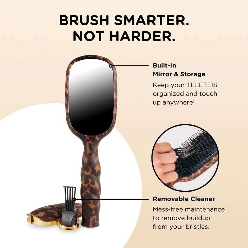 [Teleties] Boar Bristle Brush in Tortoise - The Pink Pineapple 850