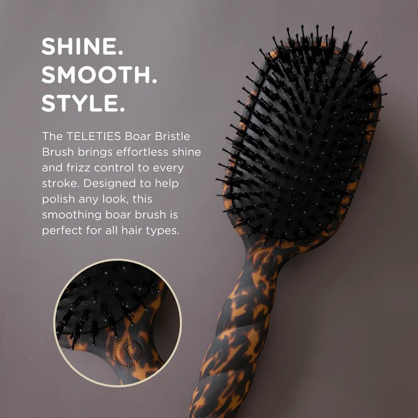 [Teleties] Boar Bristle Brush in Tortoise - The Pink Pineapple 850