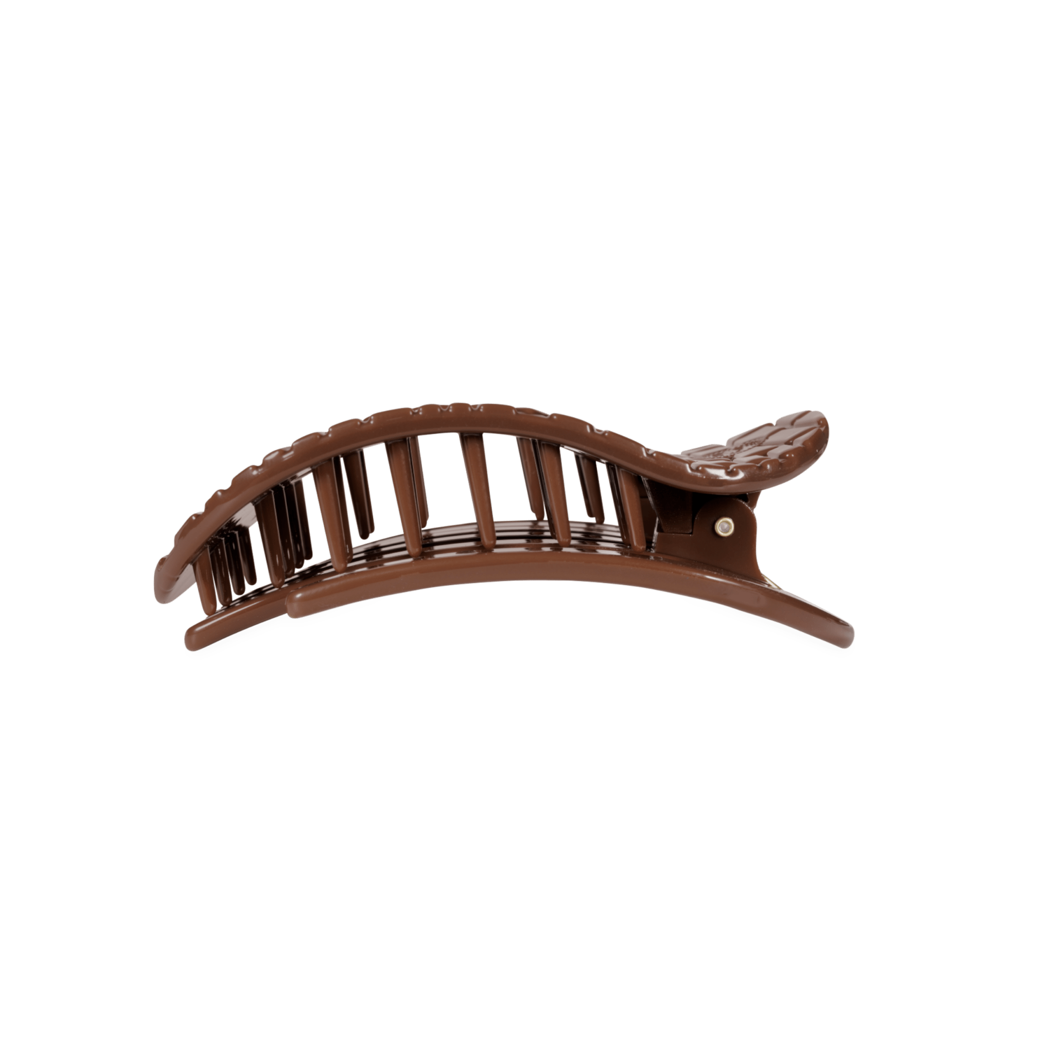 [Teleties] Brown Crocodile Medium Flat Round Hair Clip - The Pink Pineapple 850