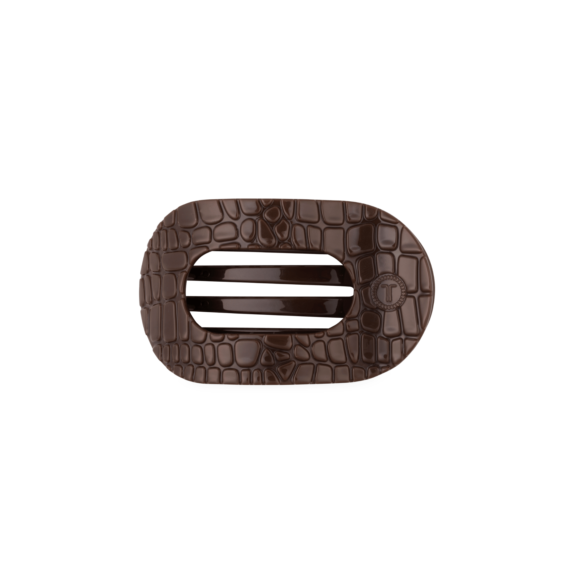 [Teleties] Brown Crocodile Small Flat Round Hair Clip - The Pink Pineapple 850