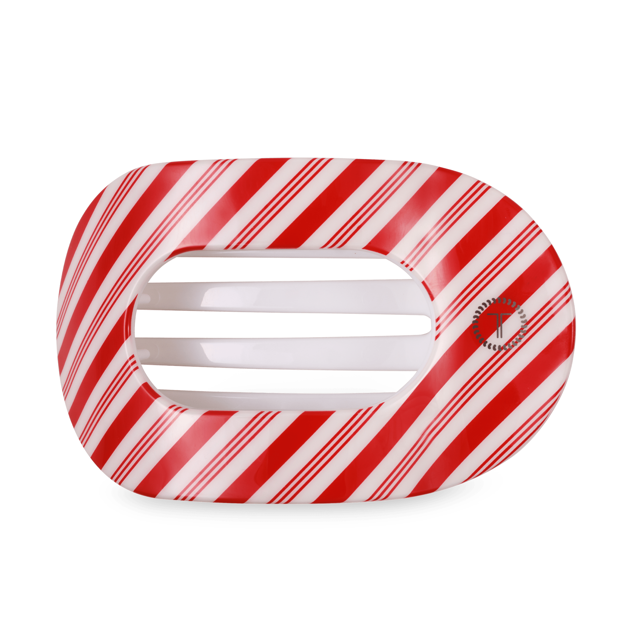 TELETIES Candy Cane Crush Large Flat Round Hair Clip - The Pink Pineapple 850