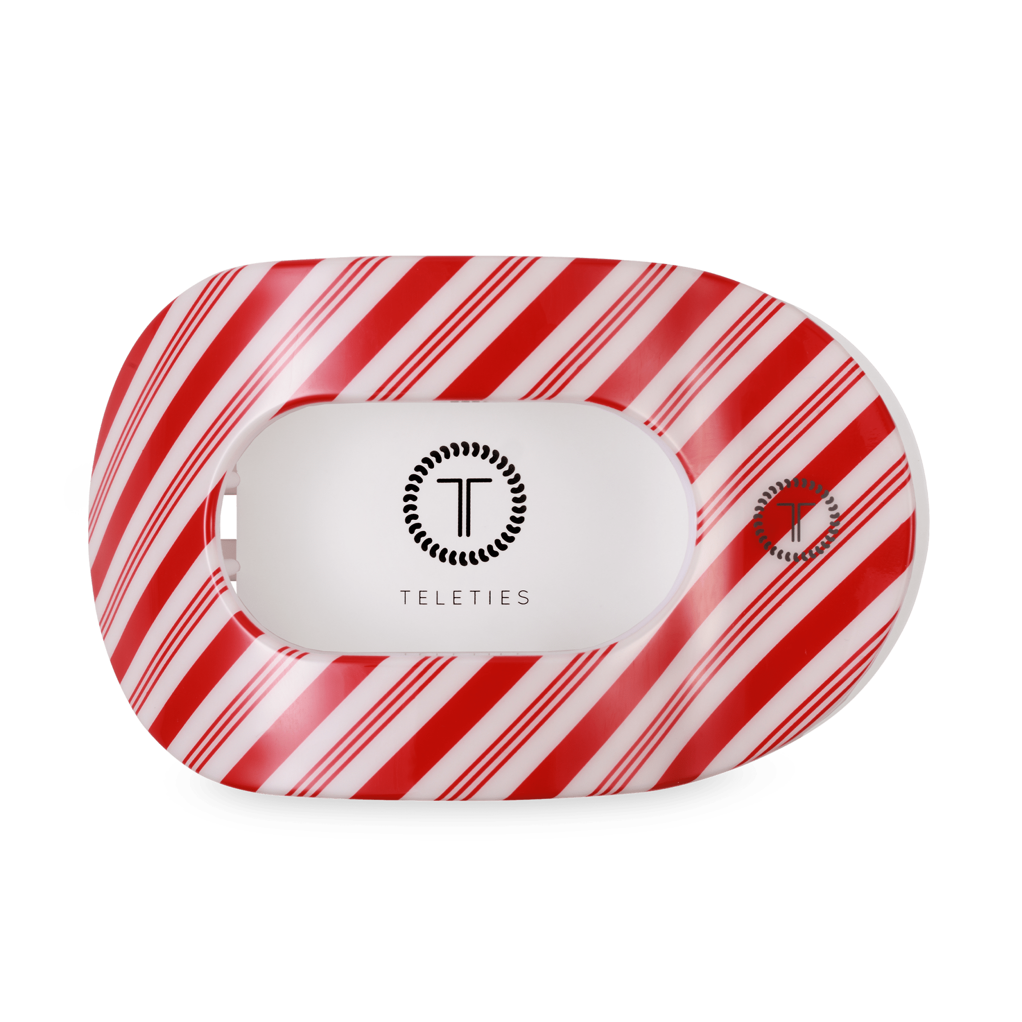 TELETIES Candy Cane Crush Large Flat Round Hair Clip - The Pink Pineapple 850