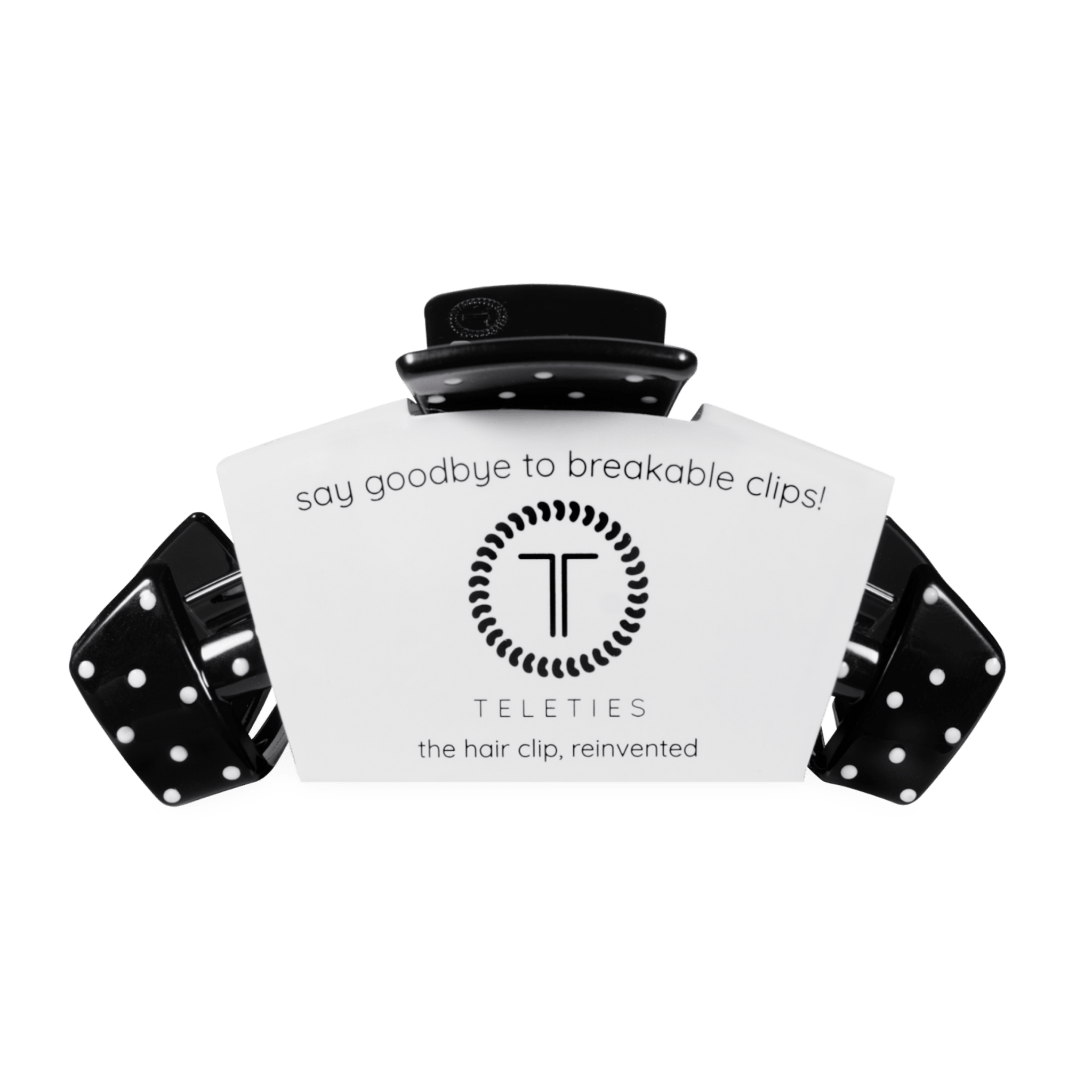 [Teleties] Classic Claw Clip | Large | Black Polka Dot Party - The Pink Pineapple 850