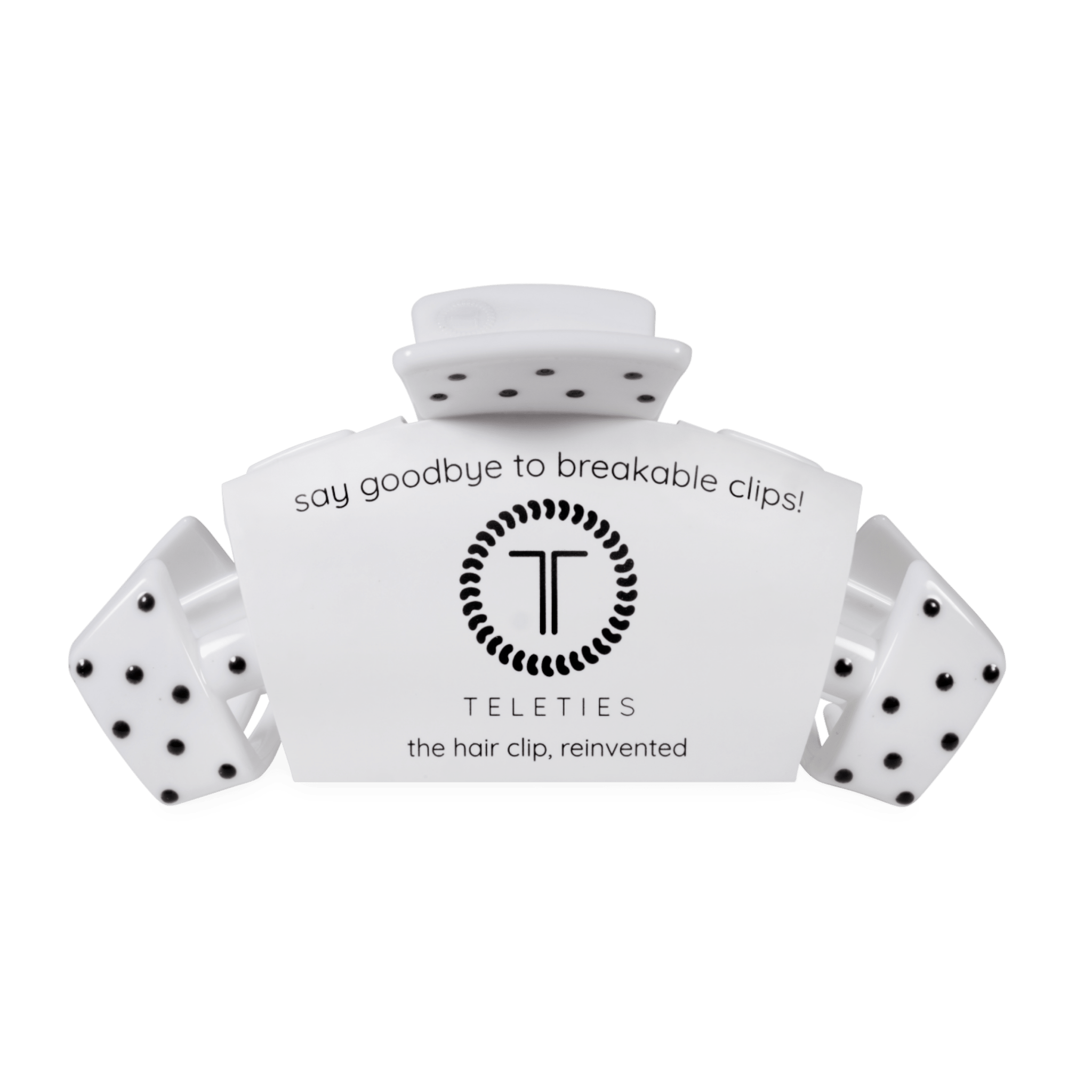 [Teleties] Classic Claw Clip | Large | White Polka Dot Party - The Pink Pineapple 850