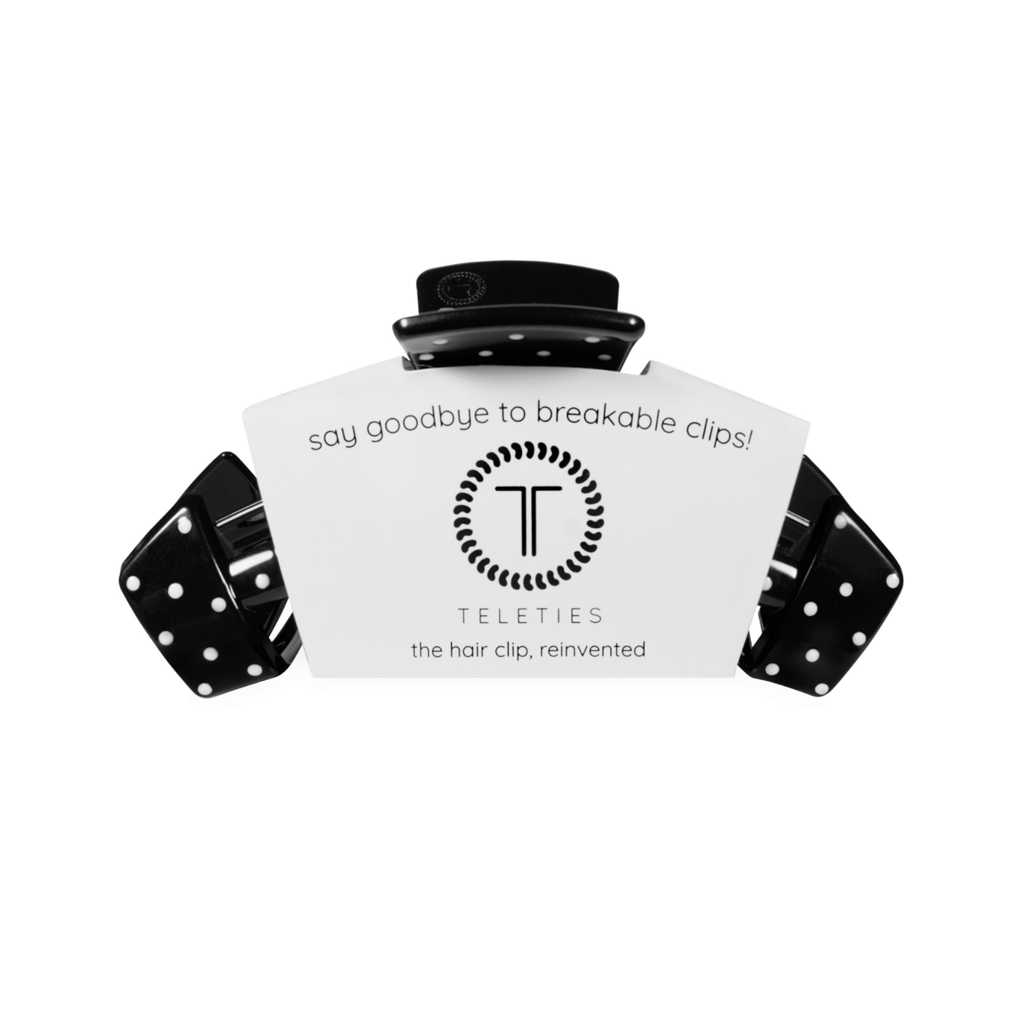 [Teleties] Classic Claw Clip | Medium | Black Polka Dot Party - The Pink Pineapple 850