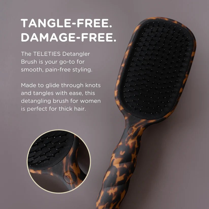 [Teleties] Detangler Brush for Thick Hair in Tortoise - The Pink Pineapple 850
