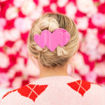 Teleties Flat Hair Clip | Large | Pink Heart to Heart - The Pink Pineapple 850