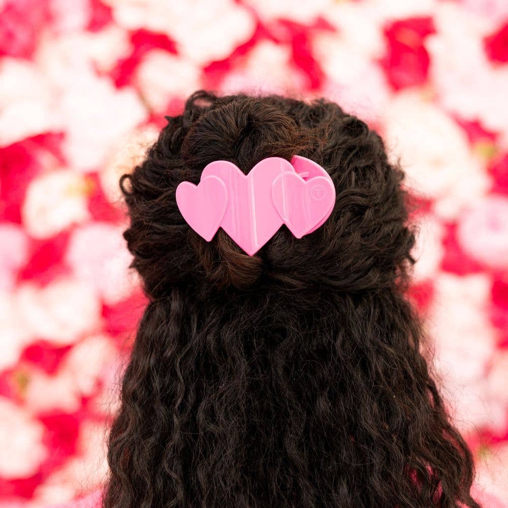 [Teleties] Flat Hair Clip | Medium | Pink Heart to Heart - The Pink Pineapple 850