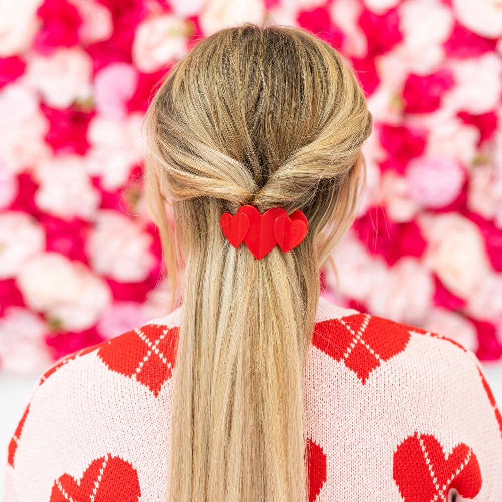 [Teleties] Flat Hair Clip | Tiny | Red Heart to Heart - The Pink Pineapple 850