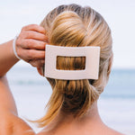 [Teleties] Flat Rectangle Hair Clip Large - Almond Beige - The Pink Pineapple 850