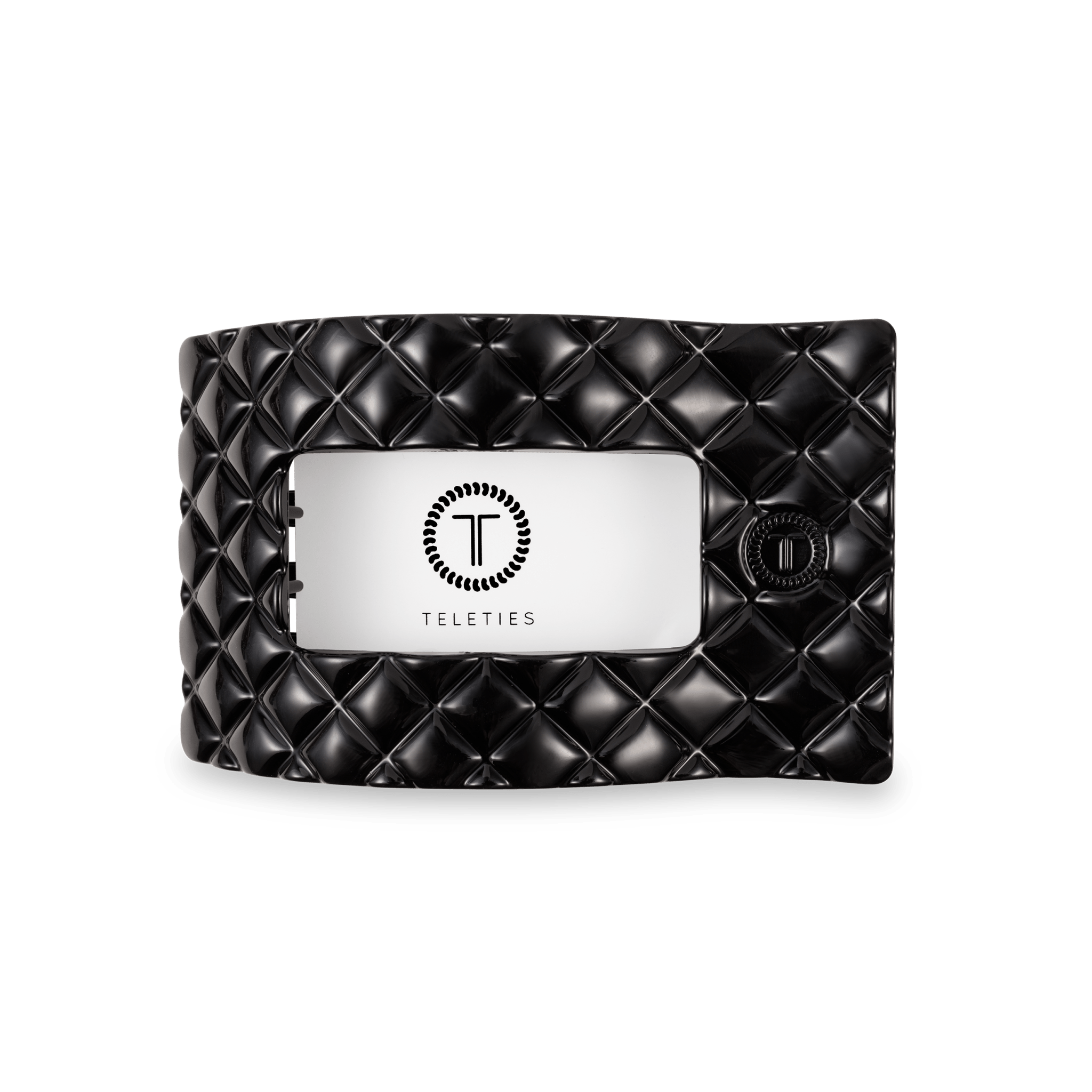 [TELETIES] Flat Rectangle Hair Clip – Medium Jet Black Quilted - The Pink Pineapple 850