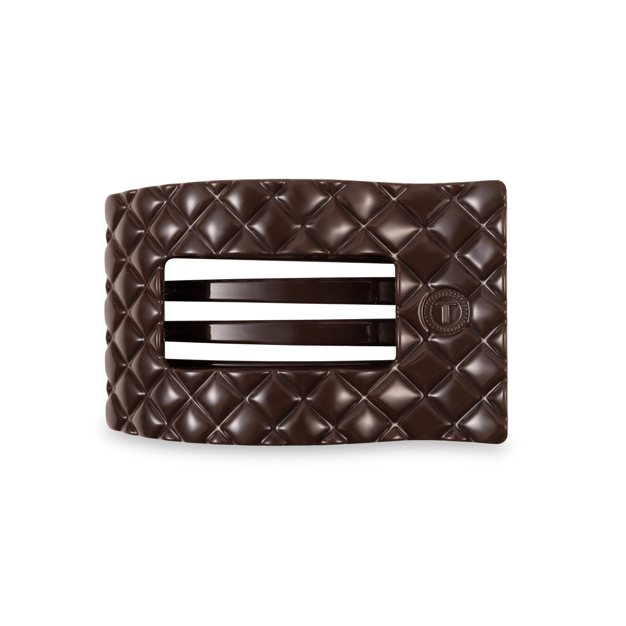 [TELETIES] Flat Rectangle Hair Clip – Medium Truly Taupe Quilted - The Pink Pineapple 850