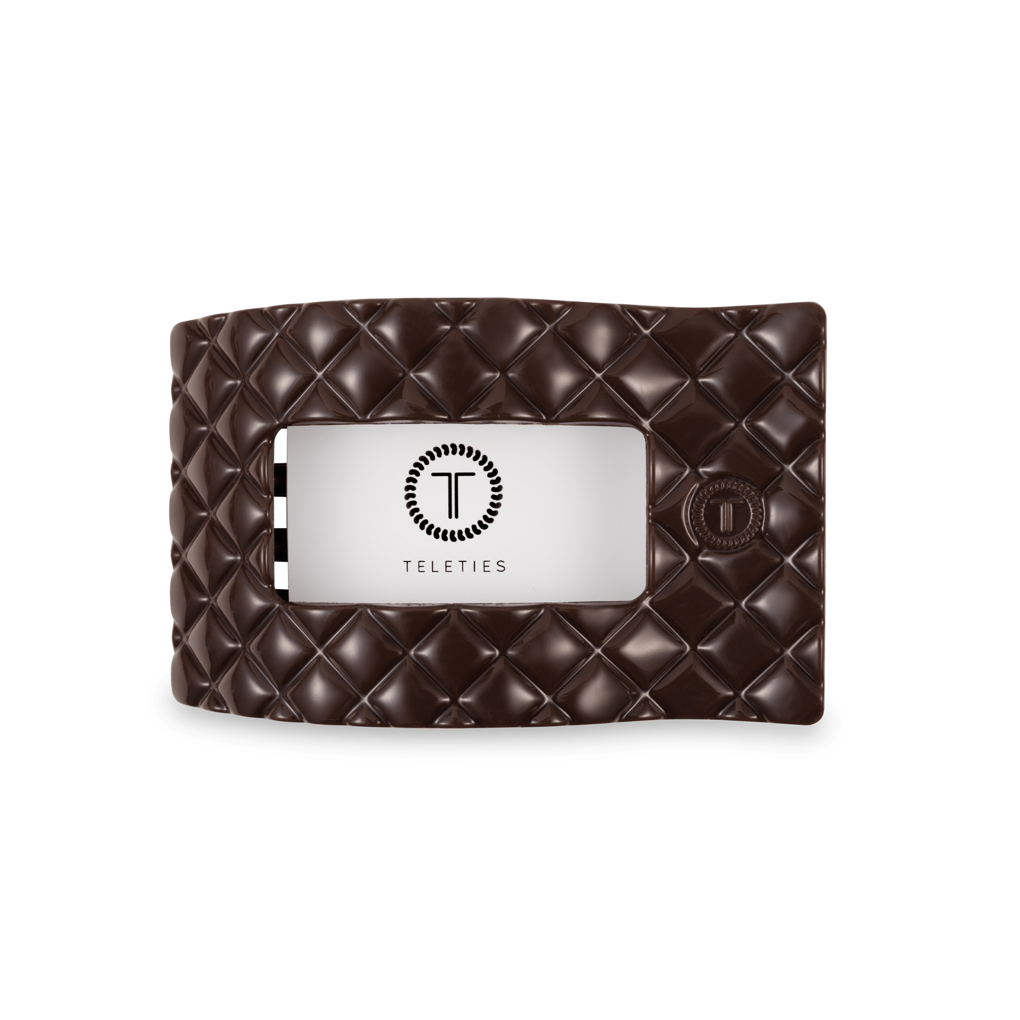 [TELETIES] Flat Rectangle Hair Clip – Medium Truly Taupe Quilted - The Pink Pineapple 850