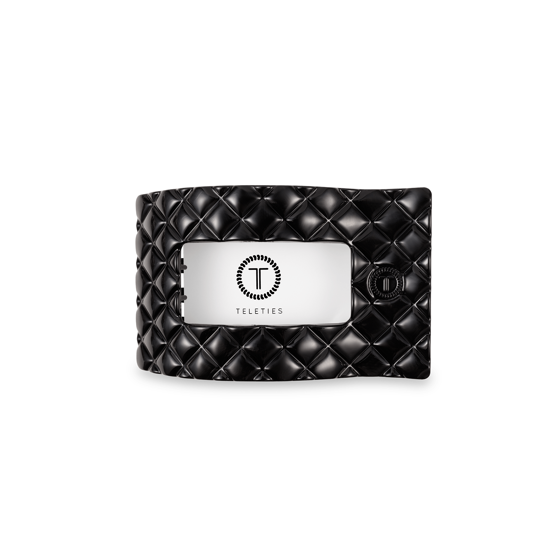 [TELETIES] Flat Rectangle Hair Clip – Small Jet Black Quilted - The Pink Pineapple 850