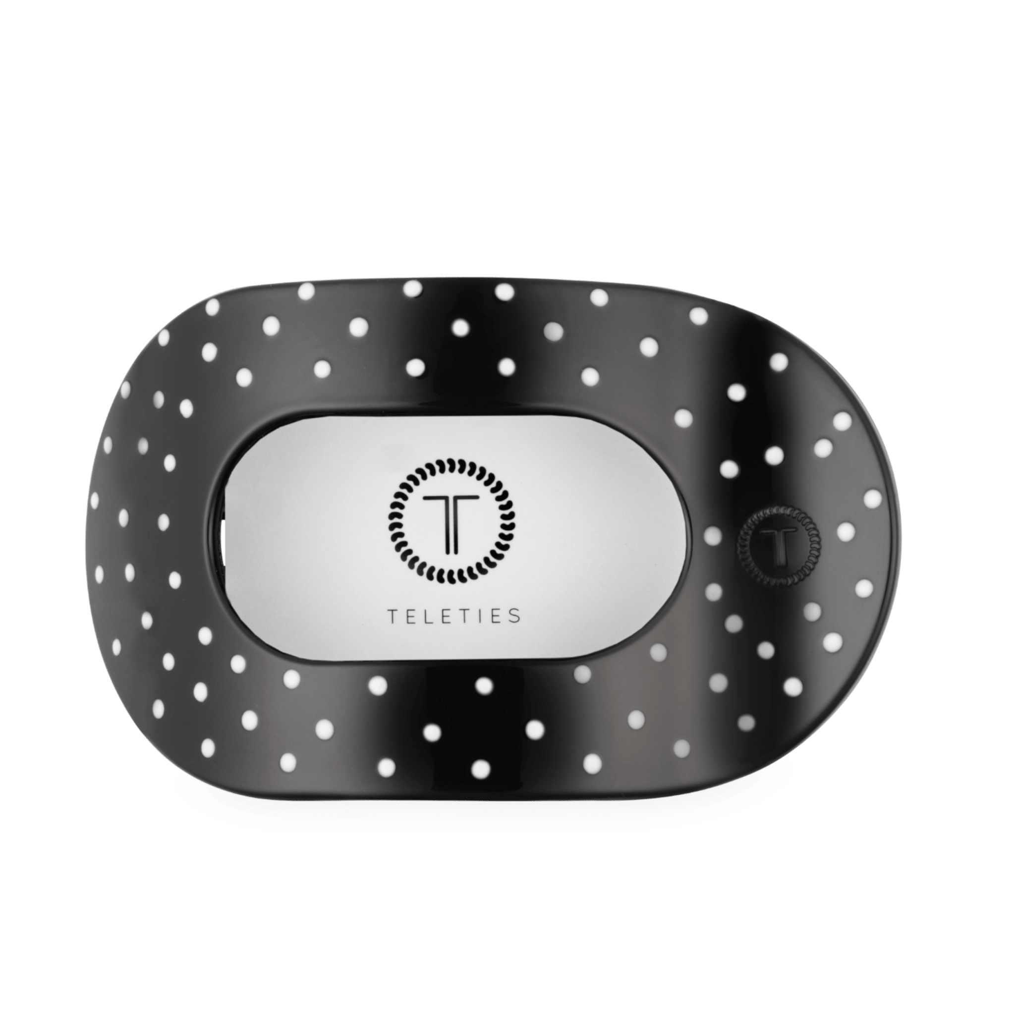 [Teleties] Flat Round Hair Clip | Black Polka Dot Party | Large - The Pink Pineapple 850
