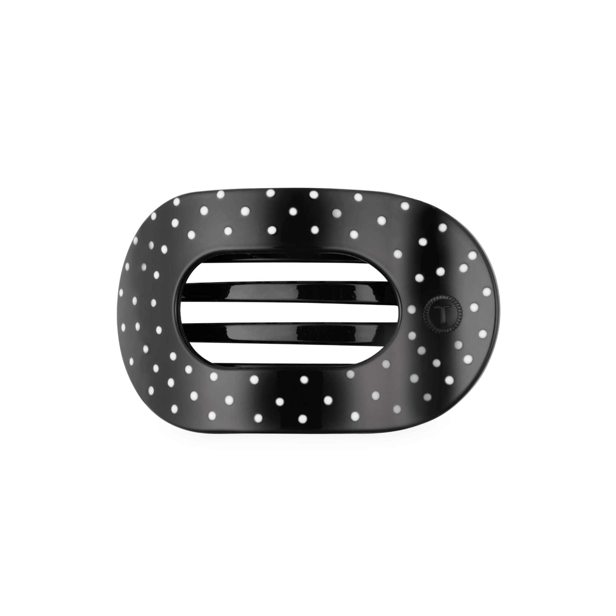 [Teleties] Flat Round Hair Clip | Black Polka Dot Party | Medium - The Pink Pineapple 850