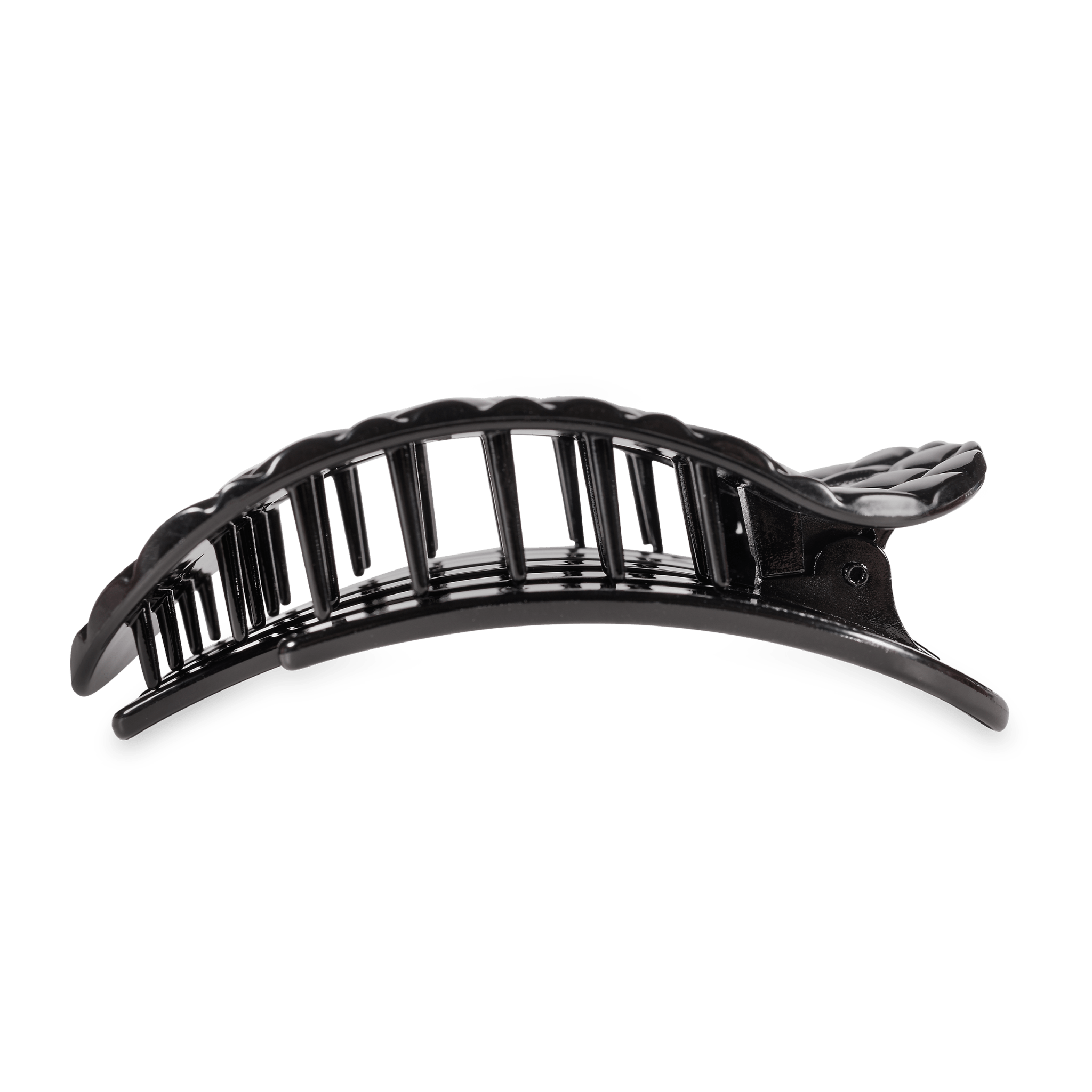 [TELETIES] Flat Round Hair Clip – Large Jet Black Quilted - The Pink Pineapple 850