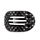 [TELETIES] Flat Round Hair Clip – Large Jet Black Quilted - The Pink Pineapple 850