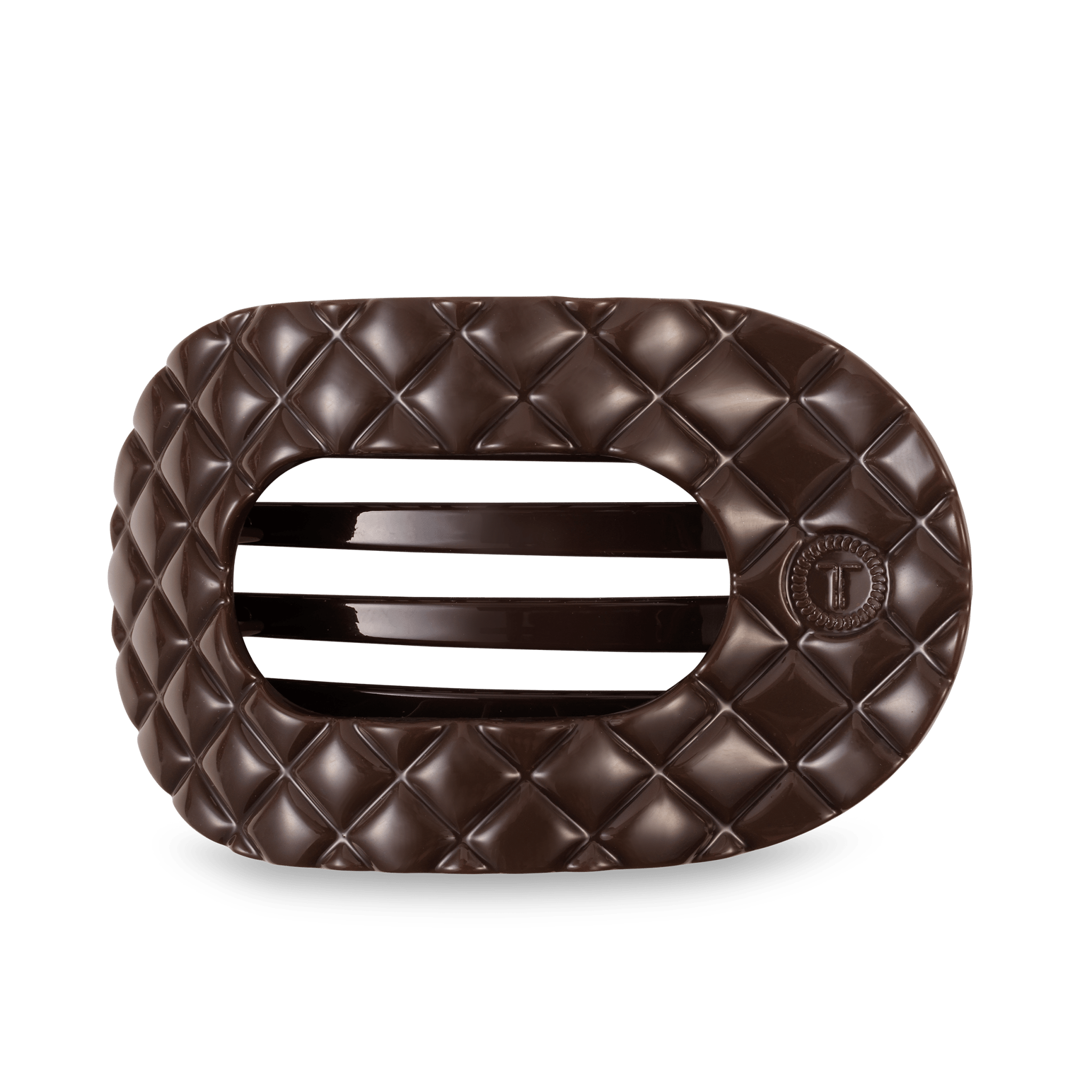 [TELETIES] Flat Round Hair Clip – Large Truly Taupe Quilted - The Pink Pineapple 850