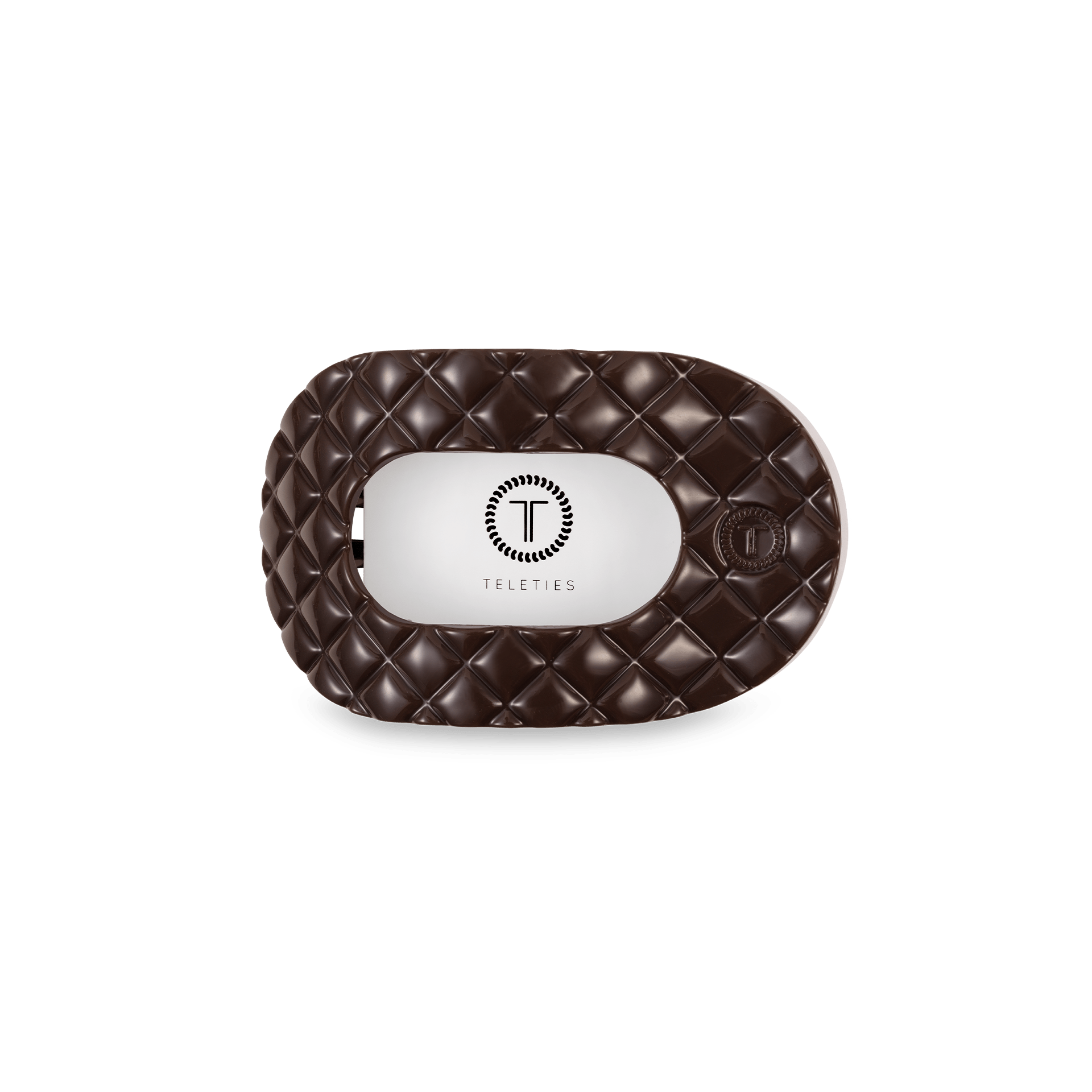 [TELETIES] Flat Round Hair Clip – Small Truly Taupe Quilted - The Pink Pineapple 850