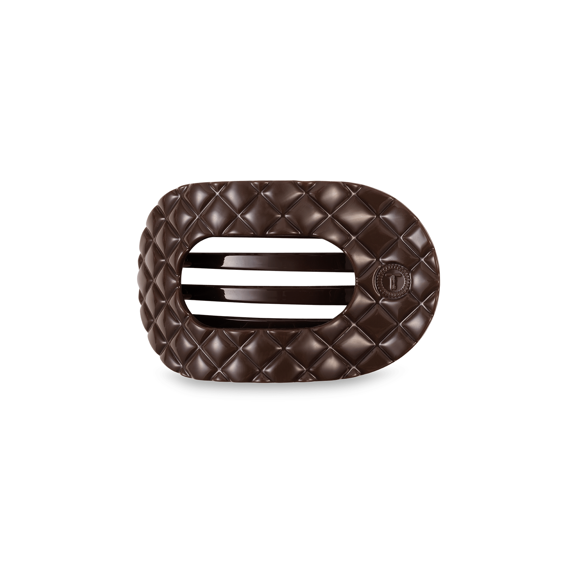 [TELETIES] Flat Round Hair Clip – Small Truly Taupe Quilted - The Pink Pineapple 850