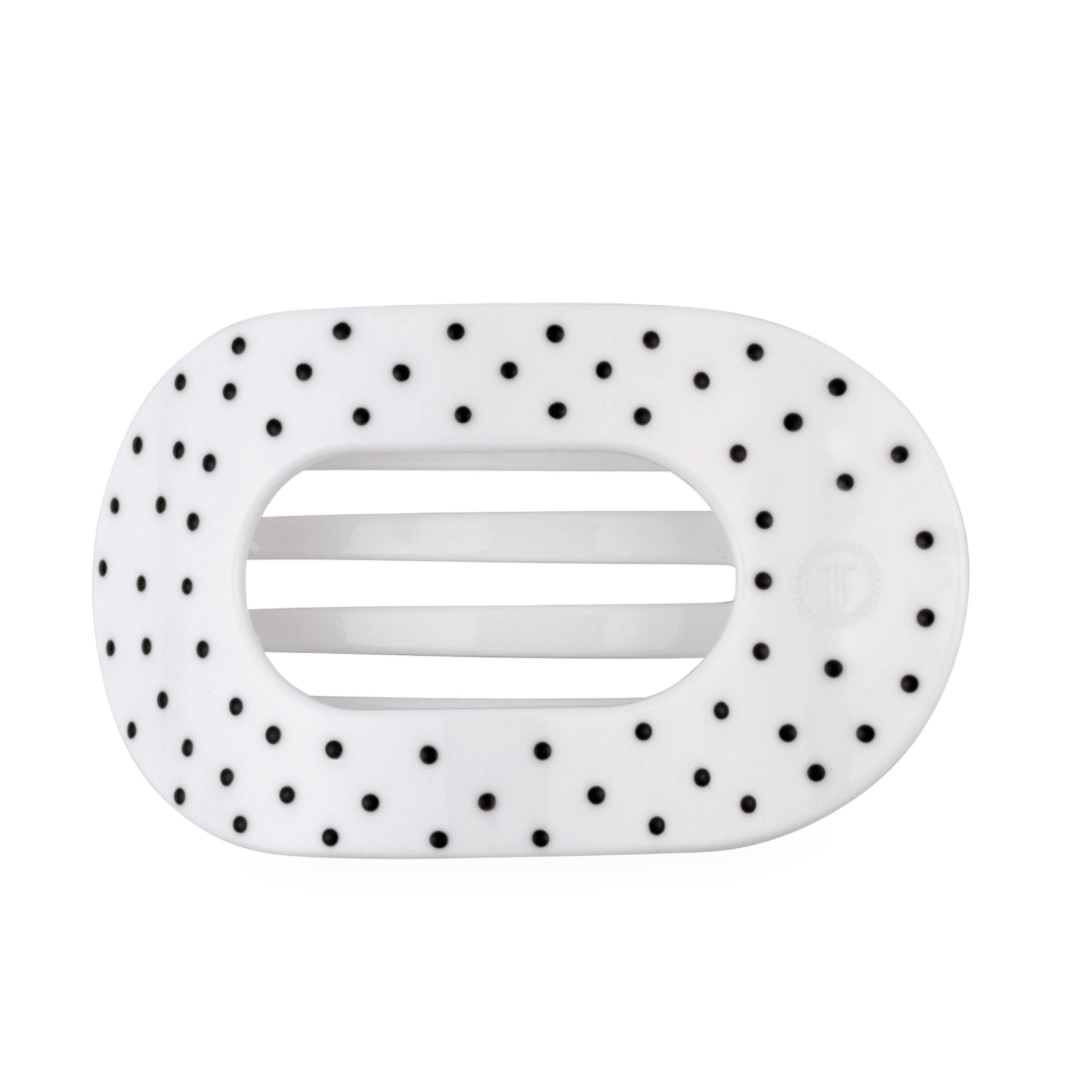 [Teleties] Flat Round Hair Clip | White Polka Dot Party | Large - The Pink Pineapple 850