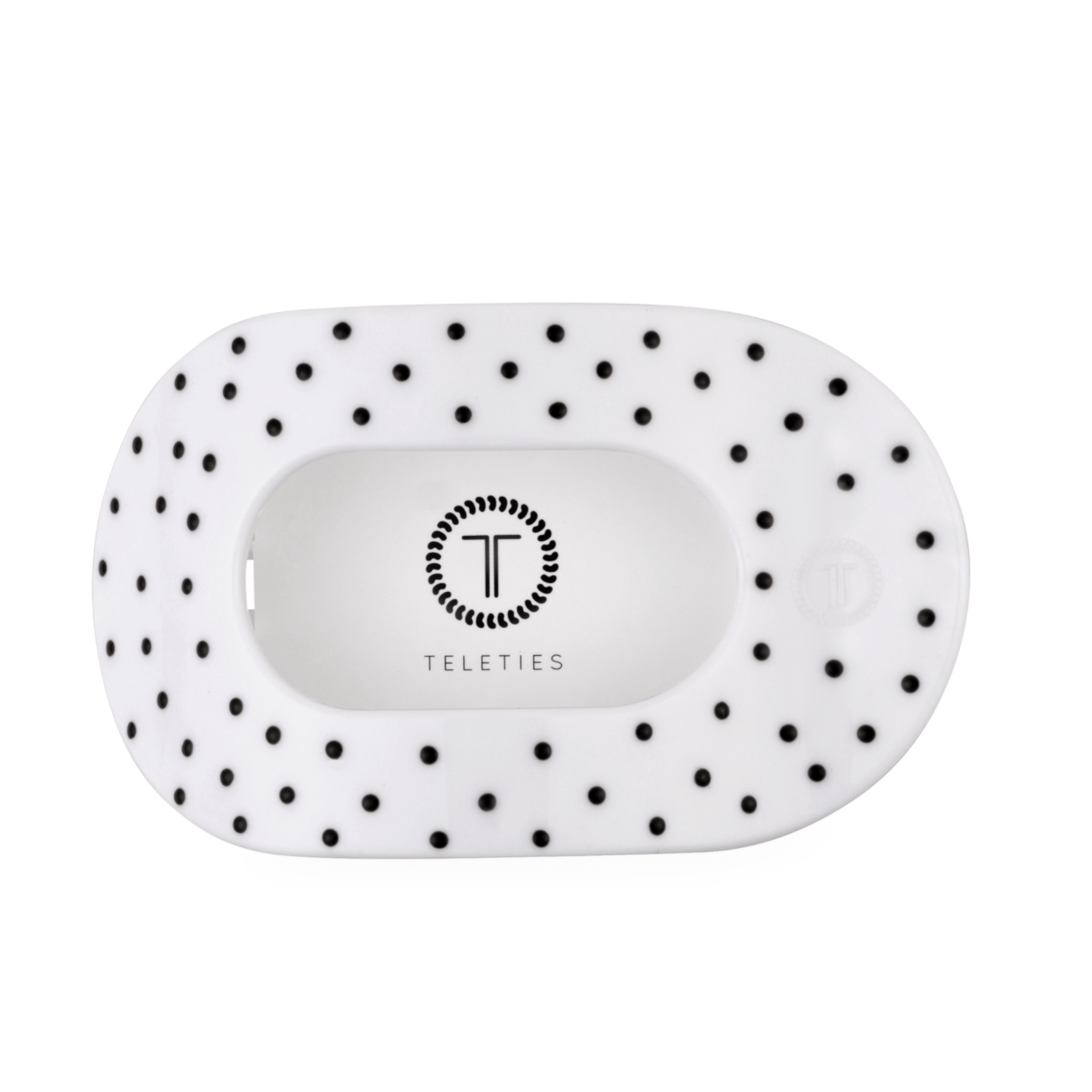 [Teleties] Flat Round Hair Clip | White Polka Dot Party | Large - The Pink Pineapple 850