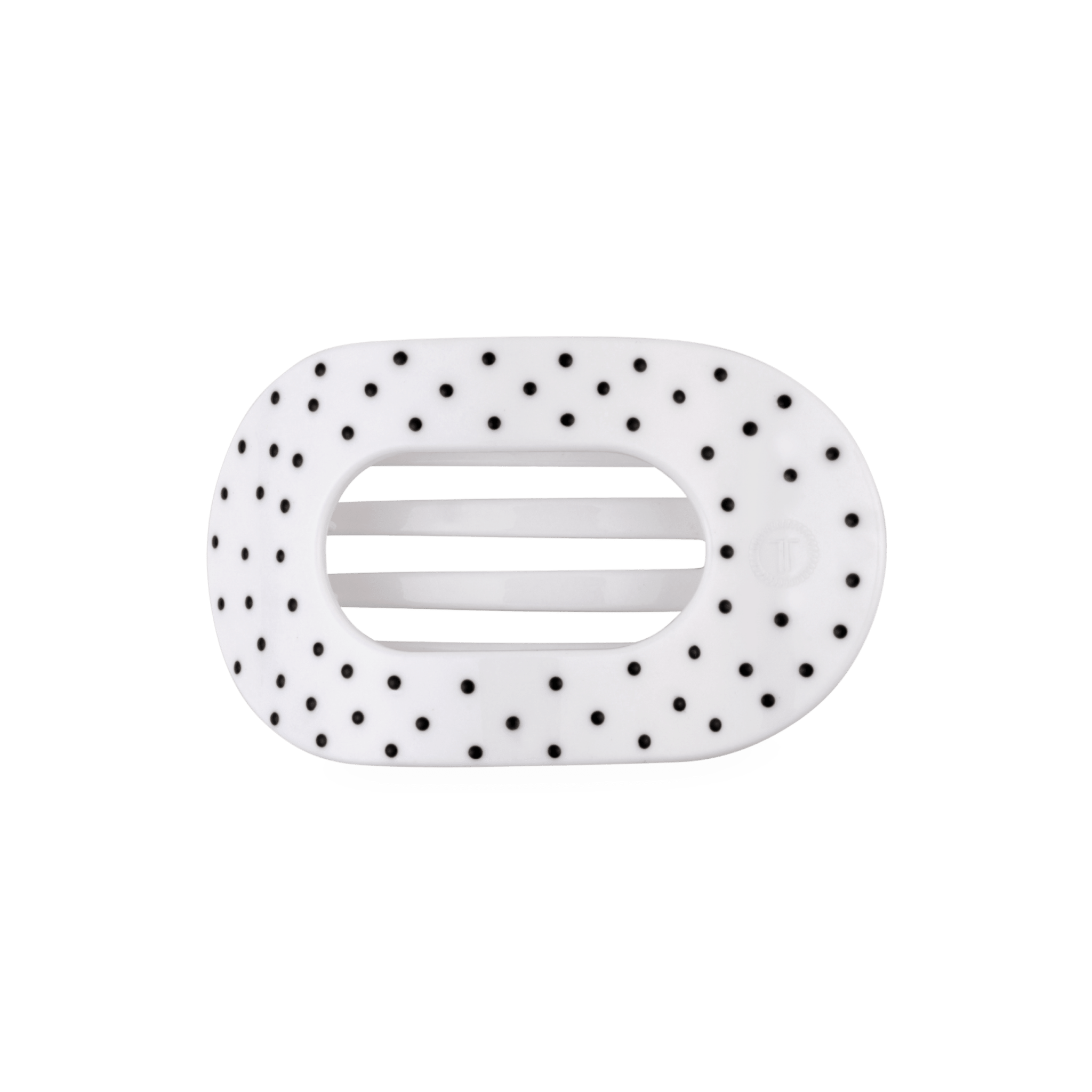 [Teleties] Flat Round Hair Clip | White Polka Dot Party | Medium - The Pink Pineapple 850