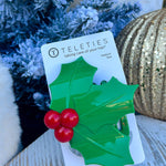 [TELETIES] Holly Leaves Flat Hair Clip - The Pink Pineapple 850