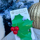 [TELETIES] Holly Leaves Flat Hair Clip - The Pink Pineapple 850