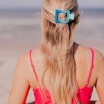 [Teleties] Poolside Small Flat Square Hair Clip - The Pink Pineapple 850