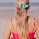 [Teleties] Poolside Small Flat Square Hair Clip - The Pink Pineapple 850