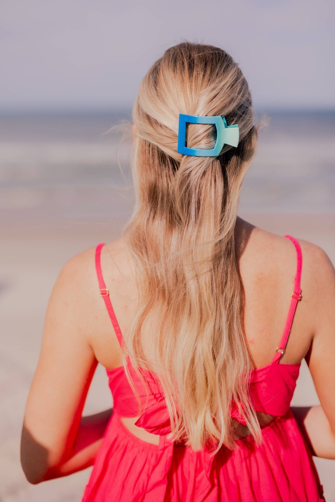 [Teleties] Poolside Small Flat Square Hair Clip - The Pink Pineapple 850