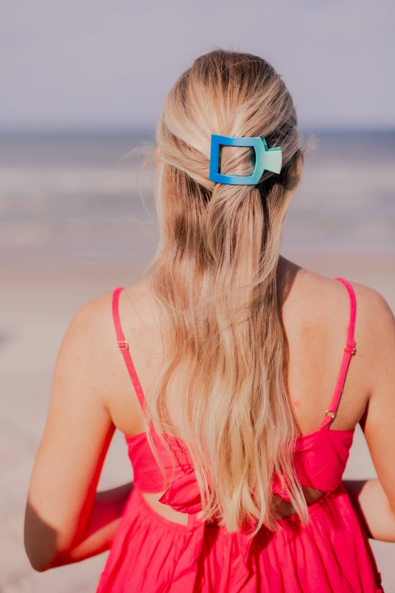 [Teleties] Poolside Small Flat Square Hair Clip - The Pink Pineapple 850