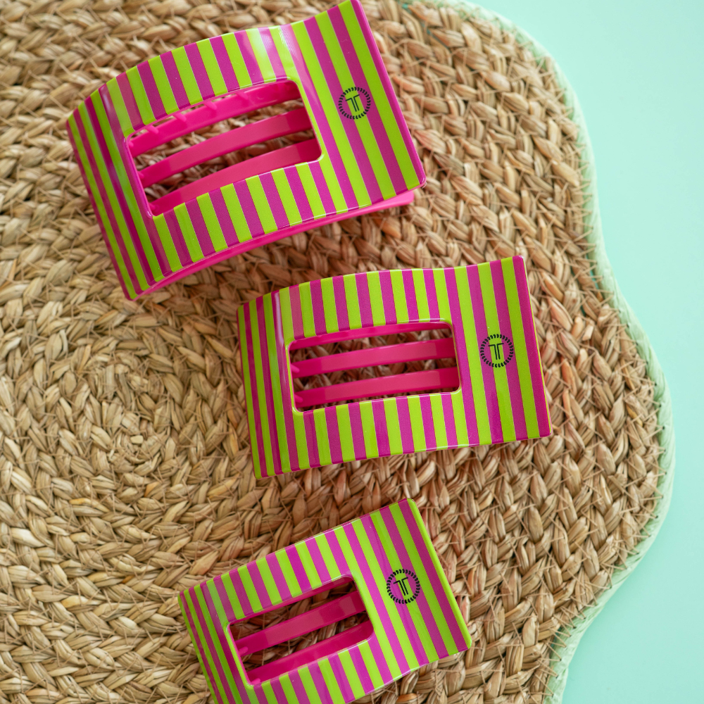 [TELETIES] Summer Crush Large Flat Rectangle Hair Clip - The Pink Pineapple 850