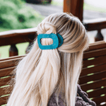 [Teleties] Teal With It Medium Flat Round Hair Clip - The Pink Pineapple 850