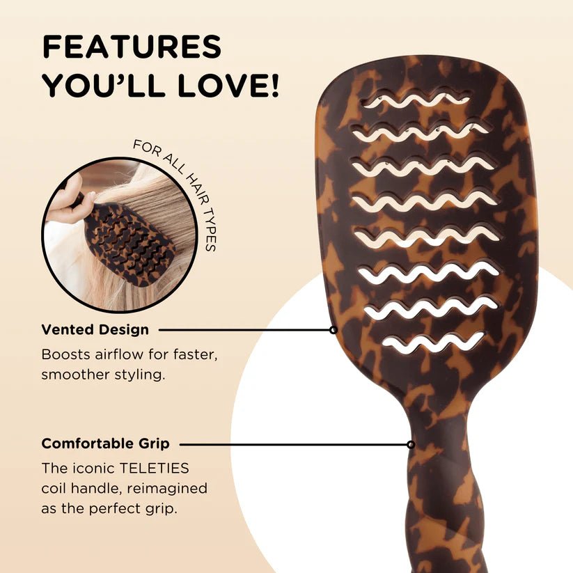 [Teleties] Vented Hair Brush in Tortoise - The Pink Pineapple 850