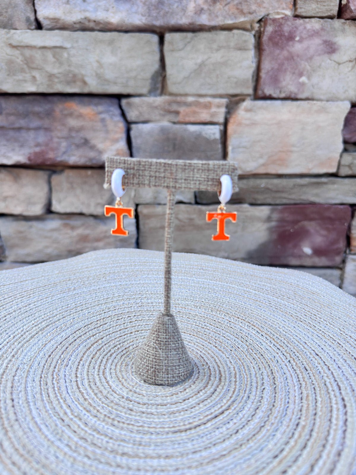Tennessee Vols Enamel Logo Huggie Hoop Earrings in White - The Pink Pineapple 850