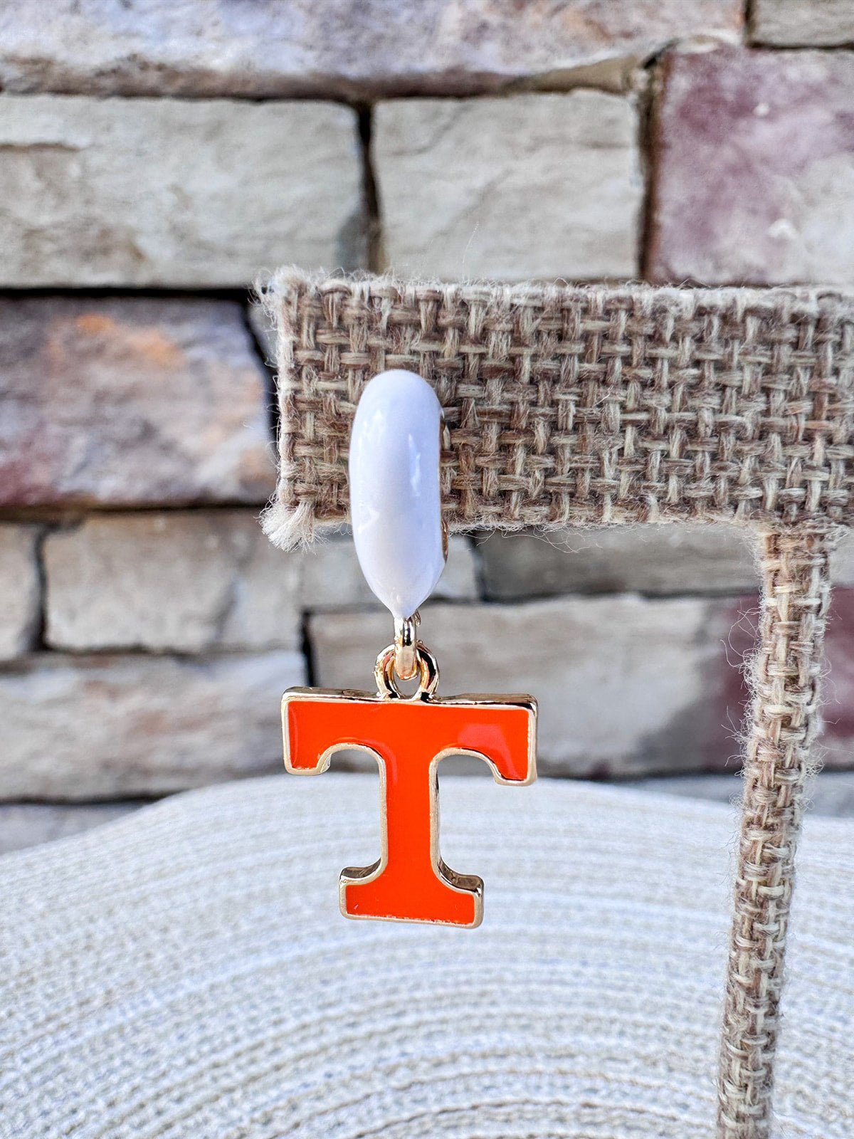 Tennessee Vols Enamel Logo Huggie Hoop Earrings in White - The Pink Pineapple 850