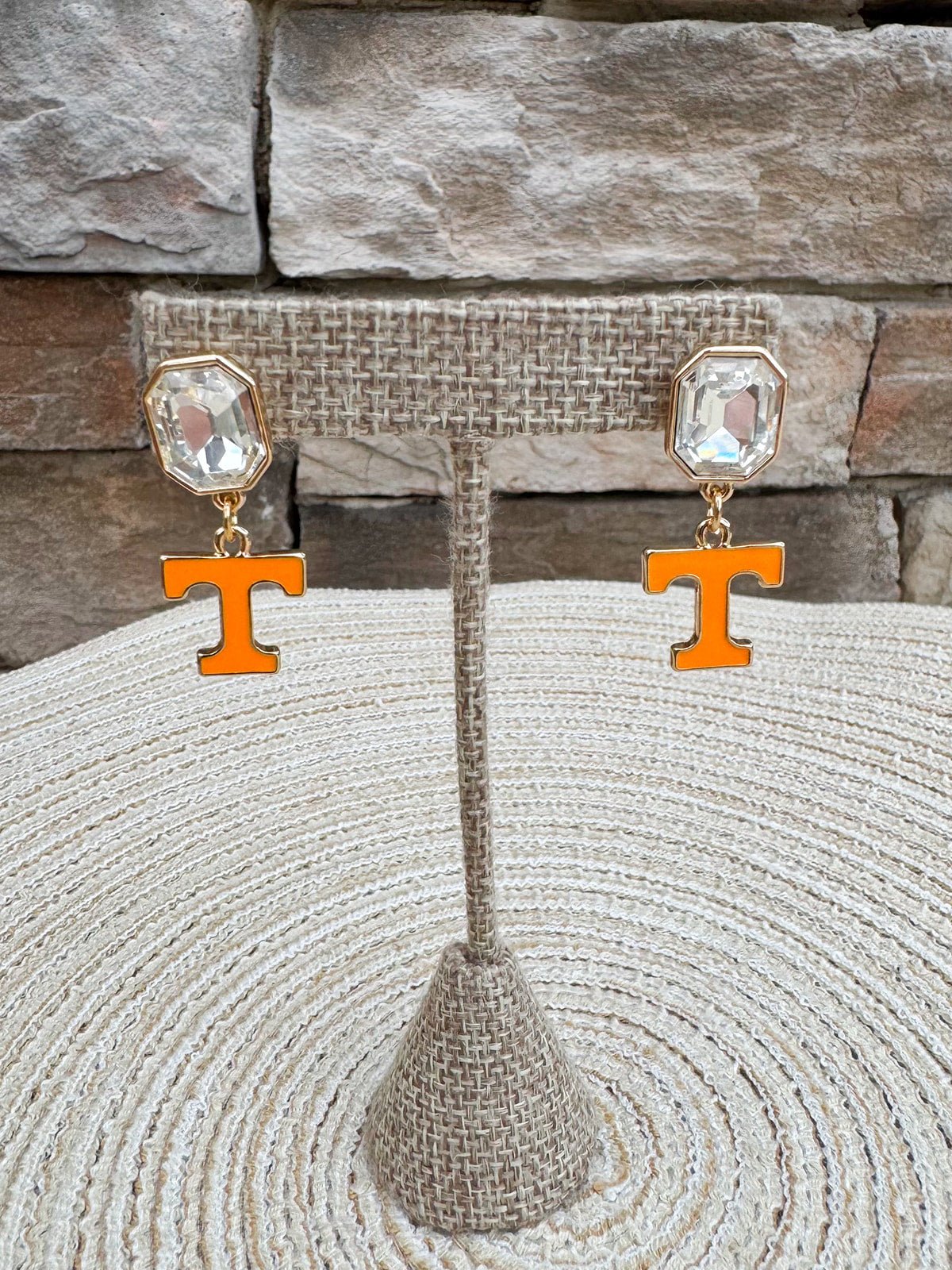 Tennessee Vols Rhinestone Enamel Logo Earrings - The Pink Pineapple 850