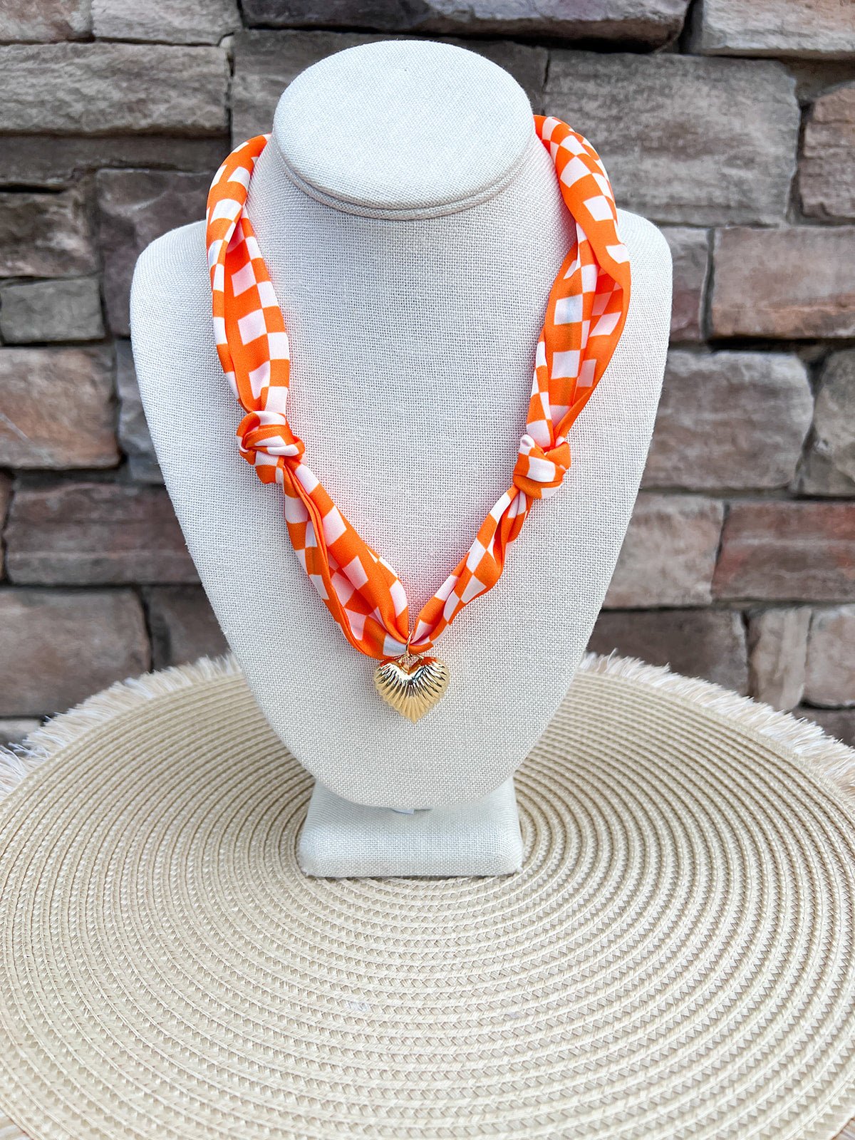 Tennessee Volunteers Heart Charm Scarf Necklace - The Pink Pineapple 850