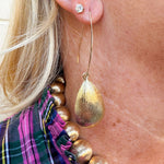 Textured Gold Drop Hoop Earrings - The Pink Pineapple 850