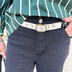 Thalia Gold Shimmer Glam Leather Belt - The Pink Pineapple 850