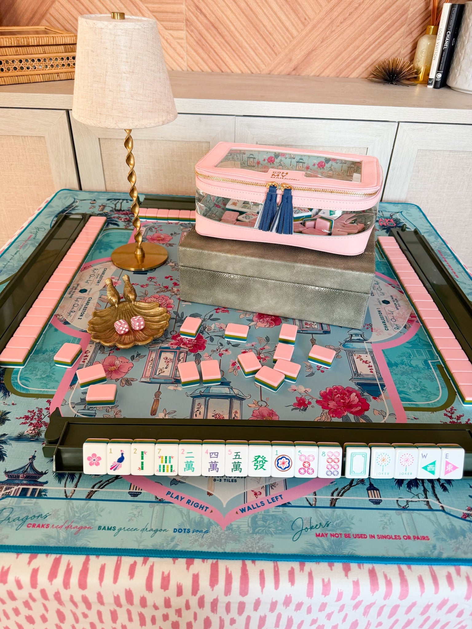 The Aveline Luxury Mahjong Tile Storage Box - The Pink Pineapple 850