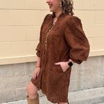 The Bloom Haven 3D Floral Mini Dress in Brown - The Pink Pineapple 850