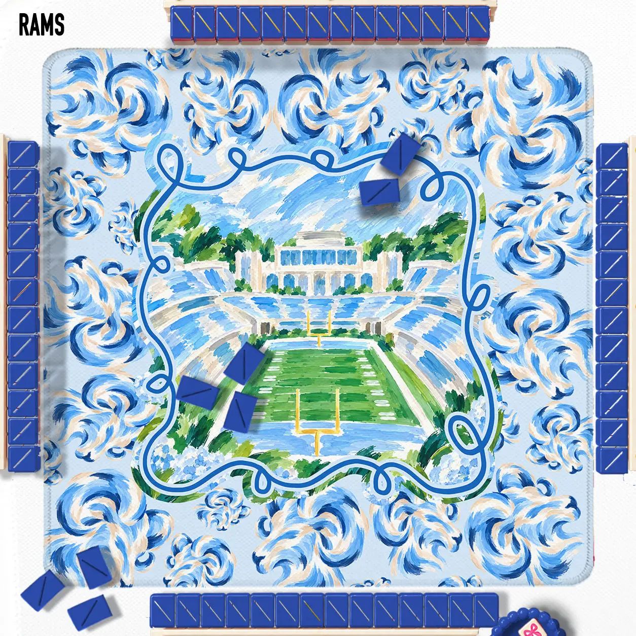 The Blue Ram Mahjong Mat - The Pink Pineapple 850