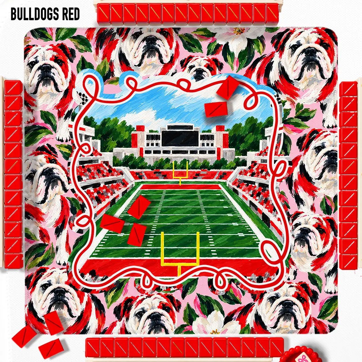 The Bulldog Bloom Mahjong Mat - The Pink Pineapple 850