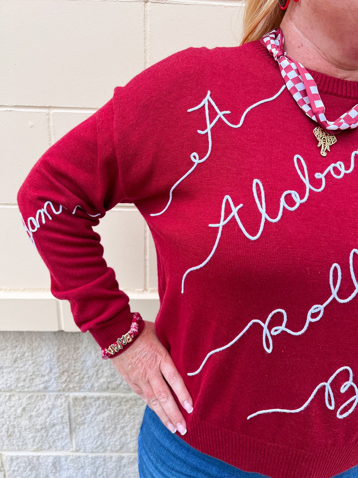 The Crimson Tide Script Sweater - The Pink Pineapple 850